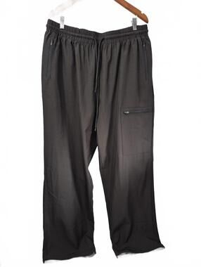 Ladies Black Utility Style Pull On Drawstring Waist Pant Straight Leg Drawstring